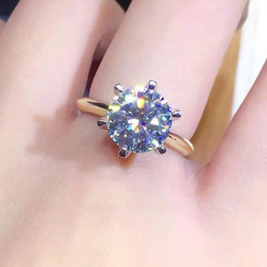 Luckacco Fashion 3ct Diamond Ring Solitaire Woman 925 Sterling Silver Yellow Gold Moissanite Ring Engagement Wedding Jewelry