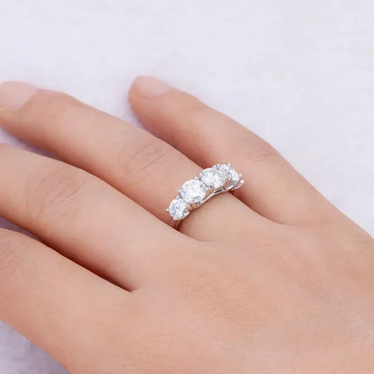 Luckacco s925 Sterling Silver Moissanite Ring Sparkling Lab Diamond Engagement Band for Women Wedding Fine Jewelry Gifts