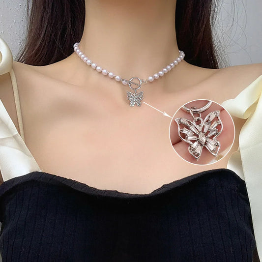 Luckacco New Baroque Pearl Choker Necklace For Women Luxury Wedding Party Triple-layer Beaded Necklace Torques Ladies Trendy Jewelry Gift