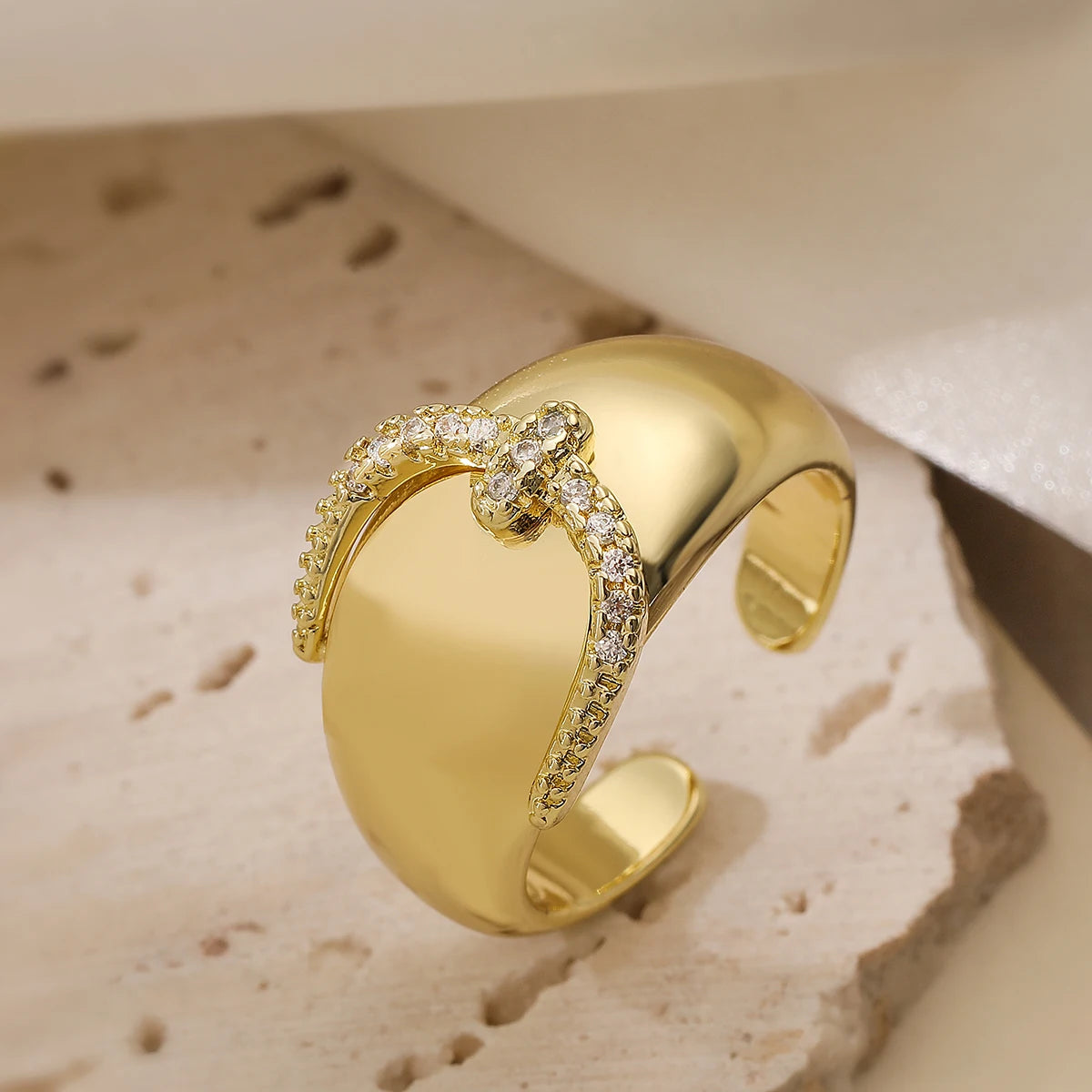 luckacco 31styles luxury aaa cubic zirconia inlay copper wedding jewelry gold color statement geometric rings for elegant women