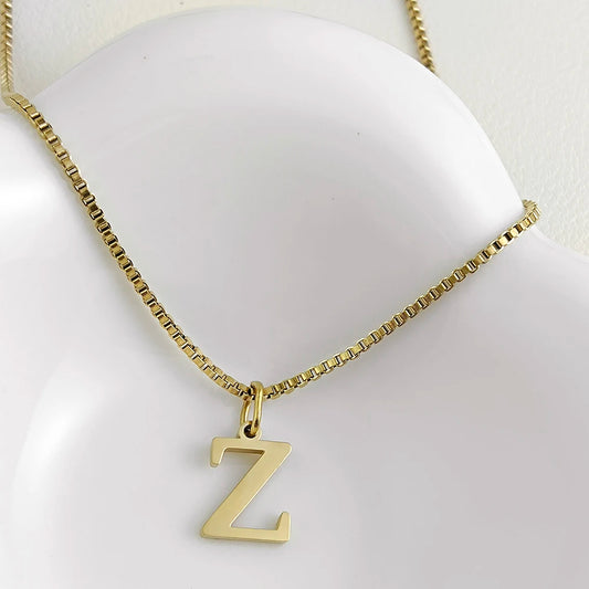 Luckacco Initial necklace letter pendant chamrs stainless steel Necklace jewelry Women's Necklace Box Chain Choker woman trend 2025 gift