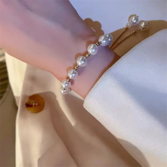 Luckacco LATS New Fashion Unique Design Elegant Delicate Baroque Pearl Bracelet Ladies Premium Jewelry Birthday Party Gift Accessories