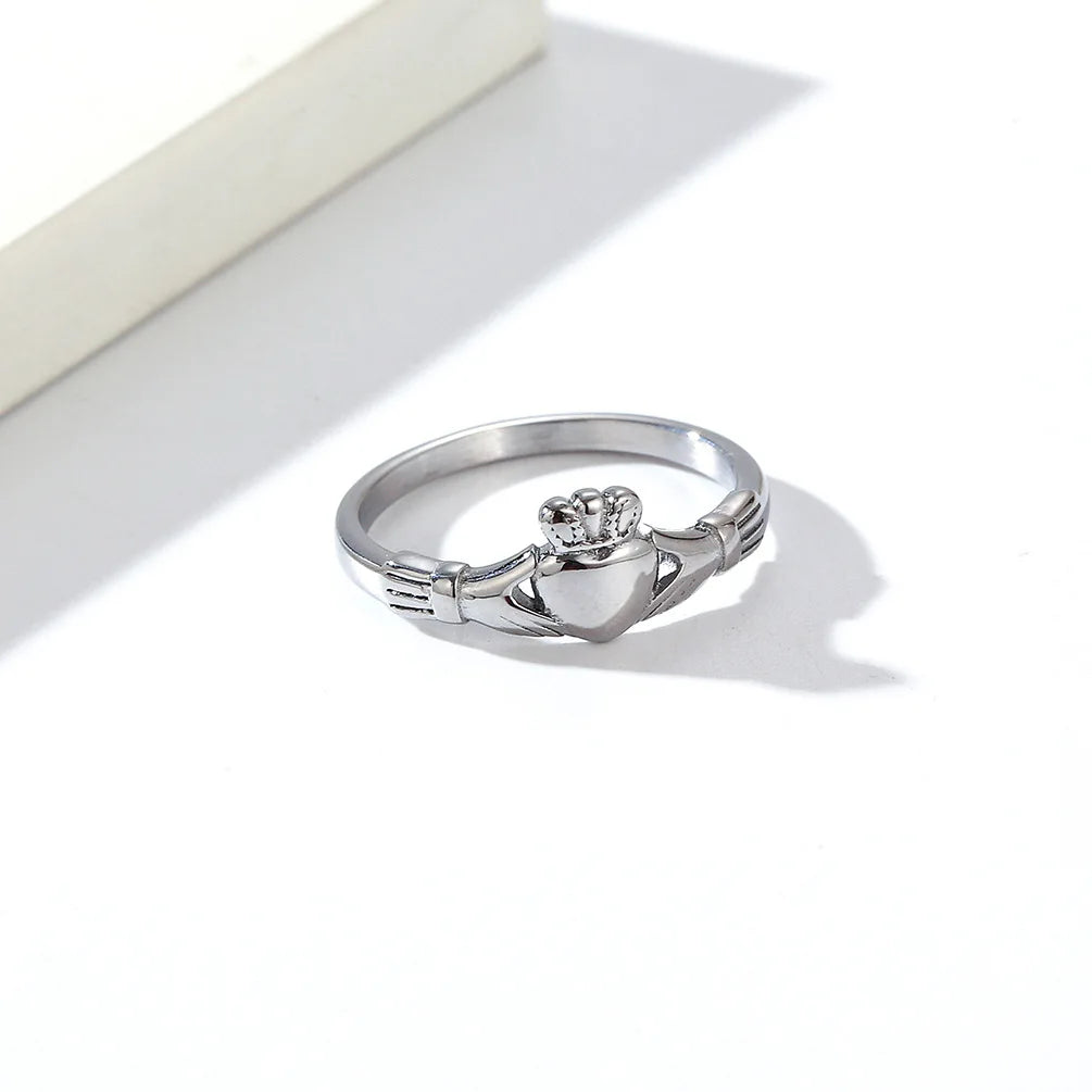 luckacco new claddagh rings custom his her wedding band stainless steel initial irish love ring for friend,friend,husband,wife,lover
