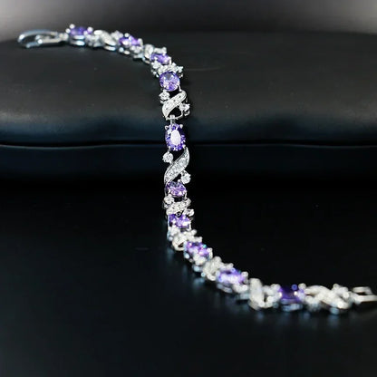 Luckacco Exquisite Shiny Tennis Ball Shape Crystal Zircon Bracelet for Women Fashion Evening Party Jewelry Girls Gift