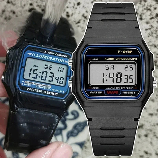 Luckacco F91W Luxury Watch Waterproof Retro Digital Stainless Steel Sports Military Watches Men Women Electronic Wrist Watches Clock