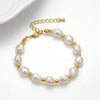 Luckacco 2022 Korea Hot Selling Natural Baroque Pearl Bracelet For Women Fashion Simple White Freshwater Pearl Bracelet Wedding Jewelry