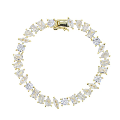 Luckacco 5A Cubic Zirconia Iced Out Bling Geometric CZ Tennis Chain Bracelet For Women Luxury Jewelry