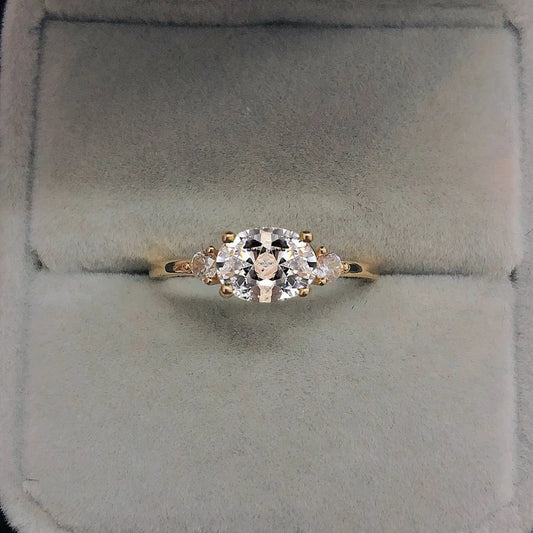 Luckacco Wedding Dating Ring For Women Simple Solitaire Ring With Oval Candy Stone Zircon Gold Color Engagement Gift Fashion Jewelry R865
