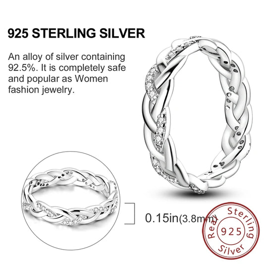 Luckacco New 925 Sterling Silver Rings Gold Heart Bow Adjustable Open Closed Ring Suitable for Women Stacking Ring Fashion Jewelry Gift