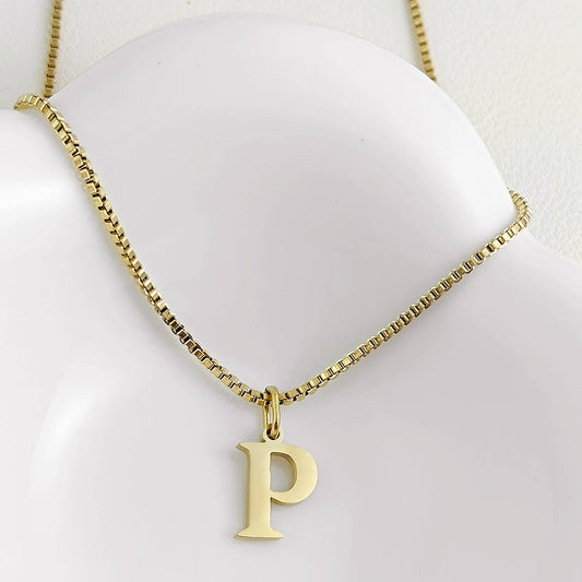 Luckacco Initial necklace letter pendant chamrs stainless steel Necklace jewelry Women's Necklace Box Chain Choker woman trend 2025 gift