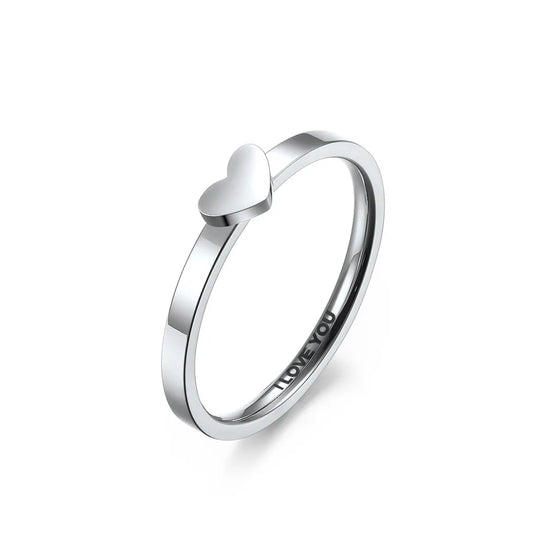 Luckacco Stainless Steel Hollow Heart Puzzle Couple Rings "I LOVE YOU" Engraved Wedding Band Ring for Women Men Size 5-12