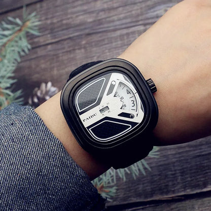 Luckacco UTHAI CE96 Punk Style Square Wheel Man watch Fashion Wheel Fashion Watch Wild Belt Waterproof Quartz Watch watches for man