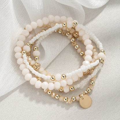 Luckacco Y2K Ethnic Bohemian Beaded Bracelets Set for Women  Beads Chains Stackable Wristband Girls Boho Hand Jewelry Accessoreis