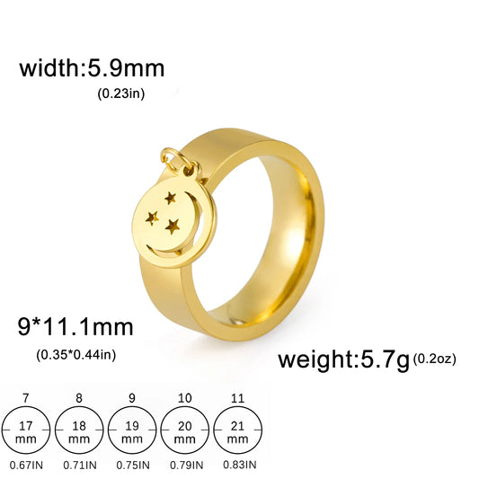 Luckacco Unift Women Stainless Steel Charms Rings Flower Leaf Spider Paw Pendant Finger Ring Fashion Minimalist Couple Jewelry