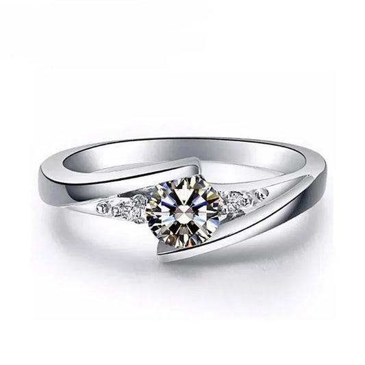 Luckacco 2024 Cute Female Small Round Zircon Stone Ring Vintage Silver Color Wedding Jewelry Promise Crystal Engagement Rings For Women