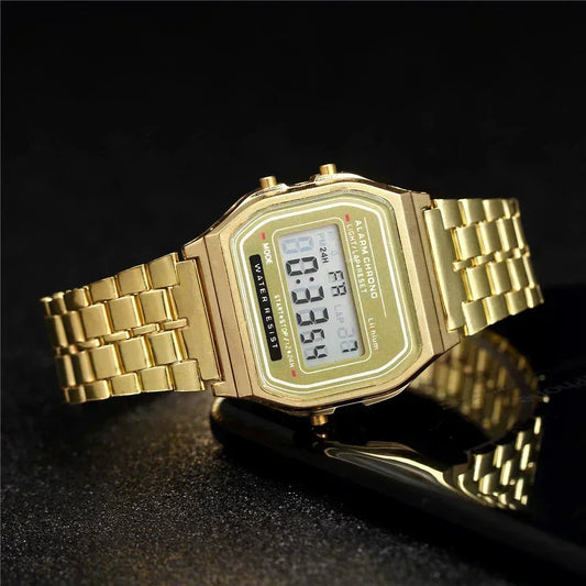Luckacco 2025 Digital Watches for Men Sports Waterproof Bracelet Clock Gold Electronice LED Wristwatch Women Casucal Montre Homme Relogio