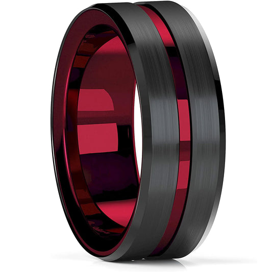 Luckacco Fashion 8mm Black Tungsten Wedding Celtic Dragon Rings Inlaid Blue Zircon Stainless Steel Rings for Men Blue Carbon Fibre Ring