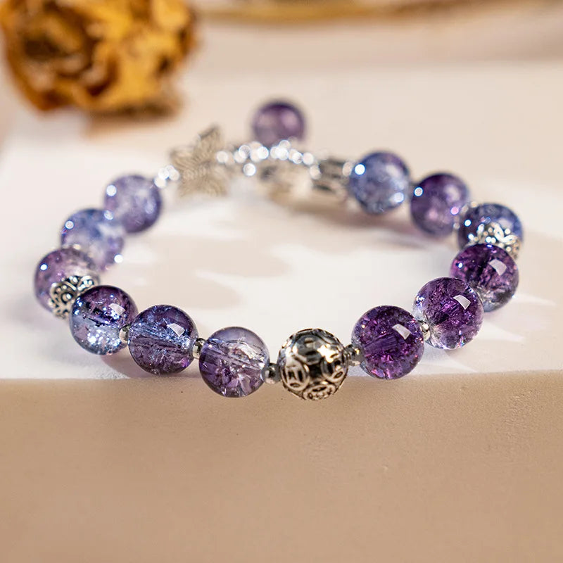 luckacco fashion ice crack gradient beaded bracelet for women vintage handmade butterfly elephant bracelet valentine's jewelry gifts