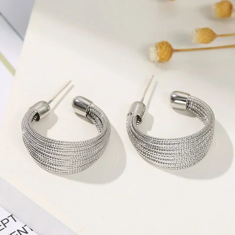 luckacco minimalist silver color multilayer lines rings for women modern fashion female finger-rings versatile jewelry bulk