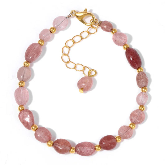 Luckacco Natural Crystal Gravel Stone Bracelets For Women Healing Irregular Amethysts Lapis Lazuli Rose Quartzs Chain Bracelet Jewelry