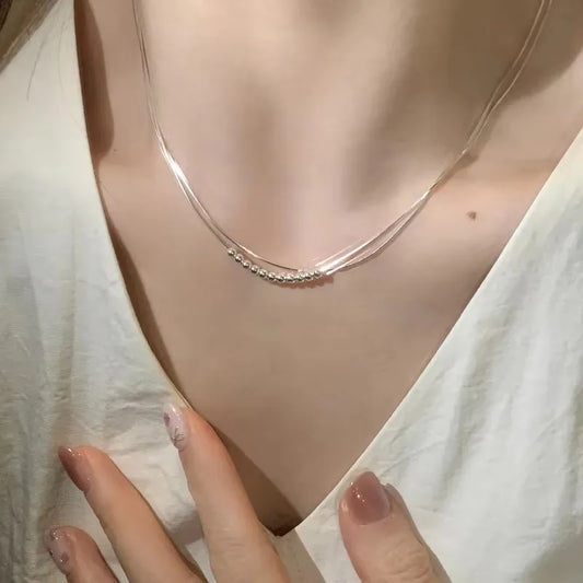 Luckacco PANJBJ 925 Sterling Silver Moonstone Necklace for Women Girl Individuality Geometric Simple Jewelry Birthday Gift