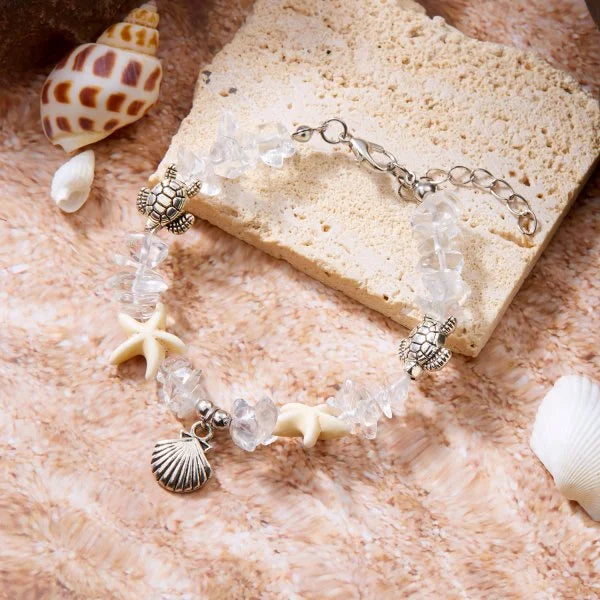 luckacco bohemian imitation shell beads bracelet for women sea star turtle woven rope bracelet handmade friendship beach holiday  jewelry