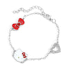 Luckacco Anime Sanrio Bracelet Cartoon Figure Hello Kitty Head Heart Shape Rhinestones Metal Bracelet Bangle Kawaii Jewelry Accessories