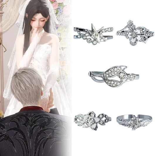 Luckacco Game Love And Deepspace Rafayel Xavier Zayne Cosplay Ring Adjustable Opening Wedding Rings Couple Jewelry Accessories Gifts
