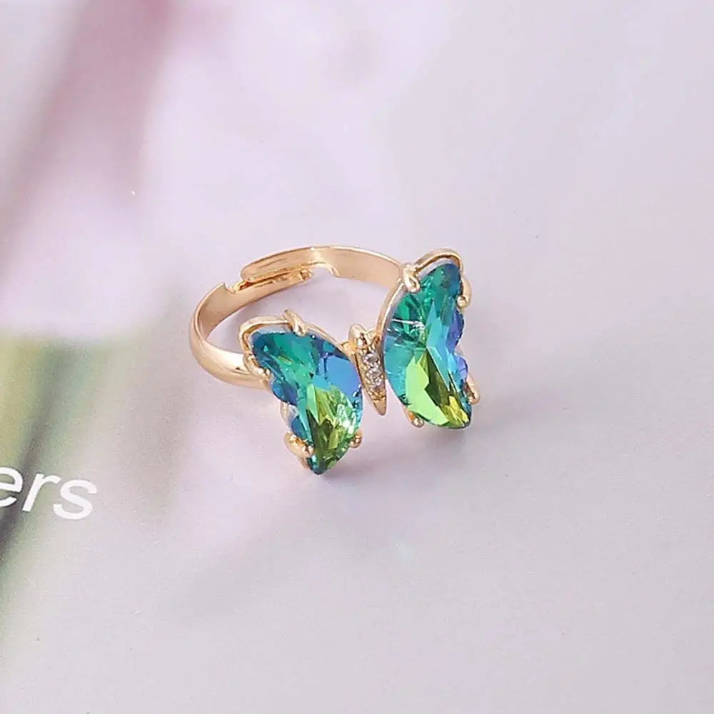 luckacco fashion pink bowknot finger ring exquisite sweet bow-tie ring bowknot adjustable bowknot opening ring weeding