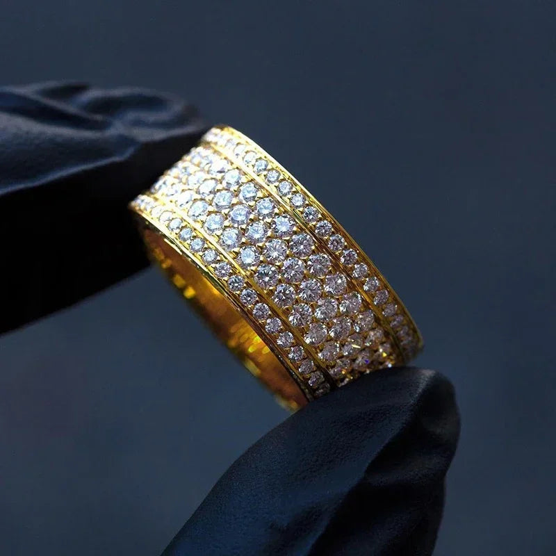 luckacco new eternity wedding bands women's rings luxury gold color paved cubic zirconia simple and elegant female anniversary jewelry