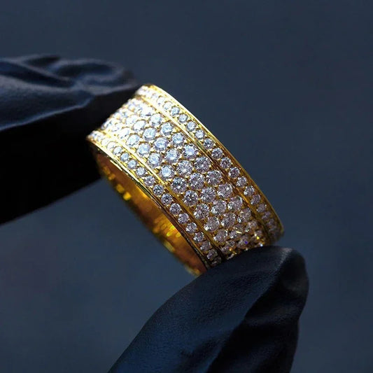 Luckacco New Eternity Wedding Bands Women's Rings Luxury Gold Color Paved Cubic Zirconia Simple and Elegant Female Anniversary Jewelry