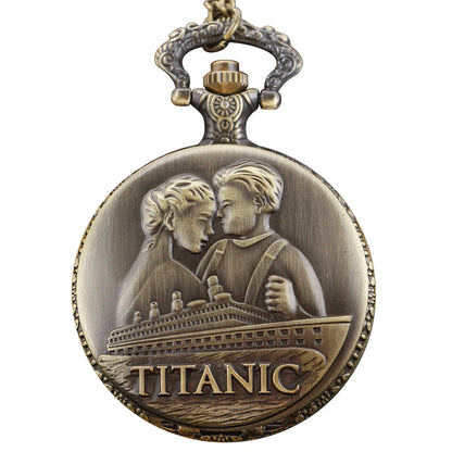 Luckacco Bronze Classic Titanic Couple Love Couple Versatile Quartz Pocket Watch Retro Fashion Necklace Pendant Student Festival Gift