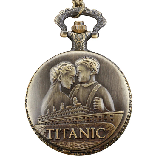 Luckacco Bronze Classic Titanic Couple Love Couple Versatile Quartz Pocket Watch Retro Fashion Necklace Pendant Student Festival Gift