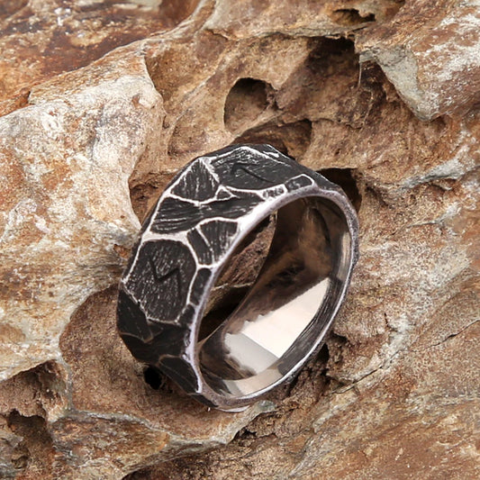 Luckacco Vintage Stainless Steel Nordic Viking Rune Rings For Men Women Fashion Punk Biker Couple Amulet Ring Jewelry Gift