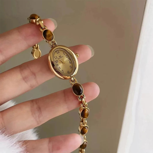 Luckacco BS Bee Sister Gold Oval Dial Watches For Women Vintage Alloy Quartz Woman Watch Fashion Casual Dress Women's Wristwatches