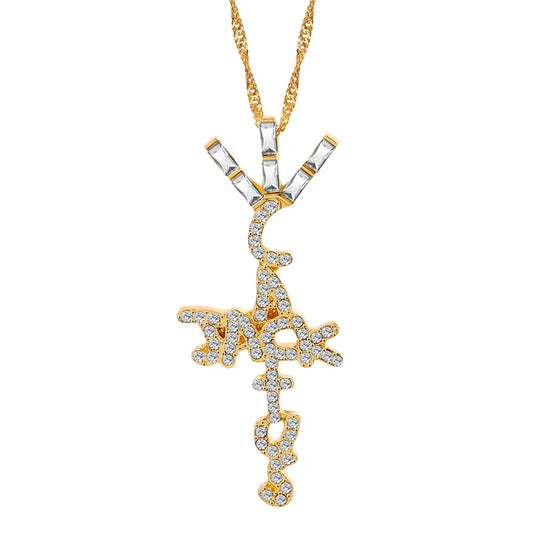 Luckacco Goth Cactus Jack Pendant Necklace Iced Cubic Zircon Plated Gold Silver Color Hip Hop Jewelry For Men Women kpop