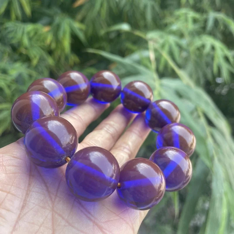 luckacco 16mm bracelet blue amber lucky