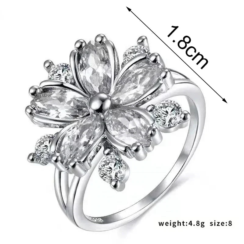 luckacco fashion sakura princess rings pink crystal stone ring charm for women dainty bride flower zircon engagement ring кольца
