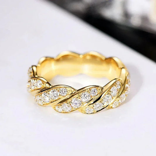 Luckacco 2025 Newest Wedding Rings for Women Luxury Gold Color Crystal Cubic Zircon Proposal Engagement  Girlfriend Trendy Jewelry