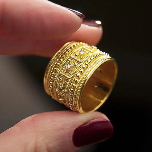 Luckacco daily picks Luxury Brilliant Rings for Women Gold Color Opulent Accessories with Shiny Cubic Zirconia Chic Wedding Bridal Jewelry Hot