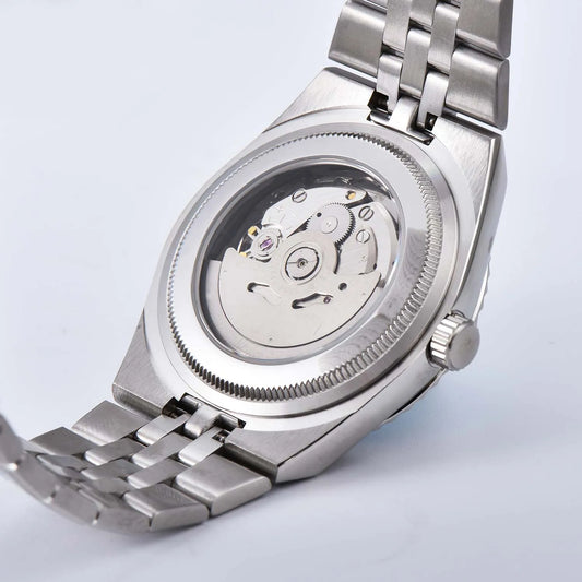 Luckacco New watch, 39.5mm men's watch, sapphire glass NH35 movement, textured dial, silver stainless steel case, stainless steel strap