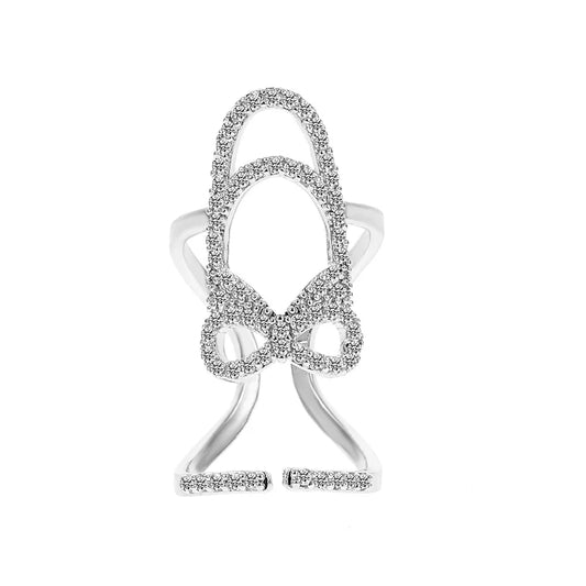 Luckacco Fashion Women's Crystal Nail Cover Ring Luxury Zircon Manicure Fingertips Joint Fake Nail Rings For Women Party Jewelry Gifts