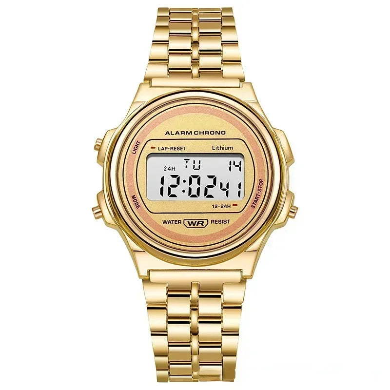 luckacco retro square electronic watches digital display women men watch rose gold silver luxury ladies wristwatches relojes para mujer