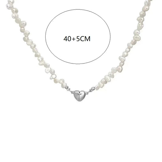 Luckacco Korean Fashion Pearl Chain Choker Necklace for Women Girls 2022 Trend Jewelry Heart Pendant Necklace Bridal Engagement