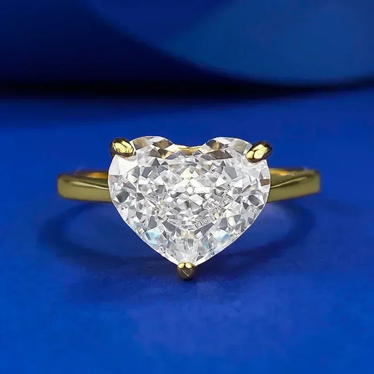 Luckacco 14K Gold Vintage Lab Diamond Ring 100% Real 925 Sterling Silver Party Wedding Band Rings for Women Engagement Jewelry Gift