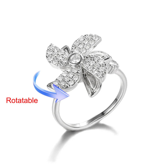 Luckacco Four Clover Rotating Anxiety Rings for Women Gold Color Adjustable Stainless Steel Wedding Ring Aesthetic Jewelry Gift anillos