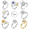 Luckacco Titanium Stainless Steel Ring For Women Rotate Rotating Anxiety Fidget Adjustable Rings Silver Color Jewelry Lovely Flower Bee