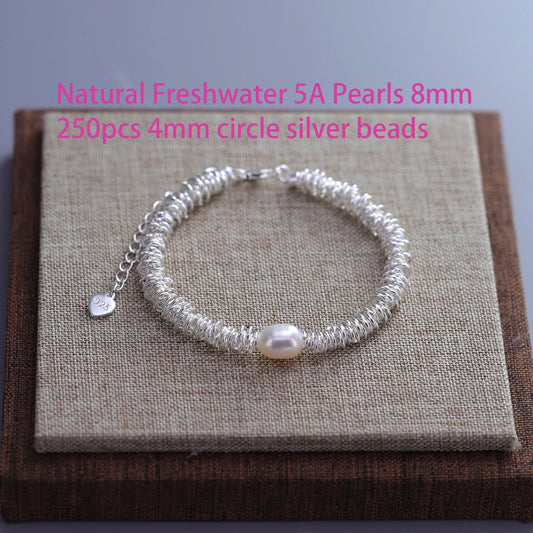 Luckacco VENTFILLE 925 Sterling Silver 6mm Shell Pearl Glass Bead Star Bracelet For Women Gift Crushed Silver Jewelry