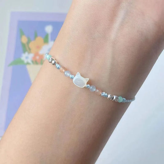 Luckacco Handmade 2pcs Couples Cute Cat Bracelet Unique Stylish Hand Rope For Women Men Beaded Woven Bracelet Wrist Jewelry Gifts