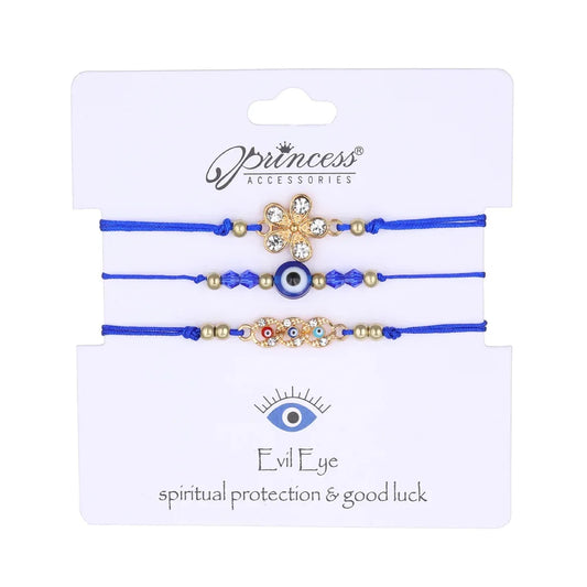 Luckacco 3pcs Turkish Evil Eye Palm Butterfly Bracelets for Men Women Lucky Eyes Bead Round Shaped Woven Chain Bracelets Jewelry Gift